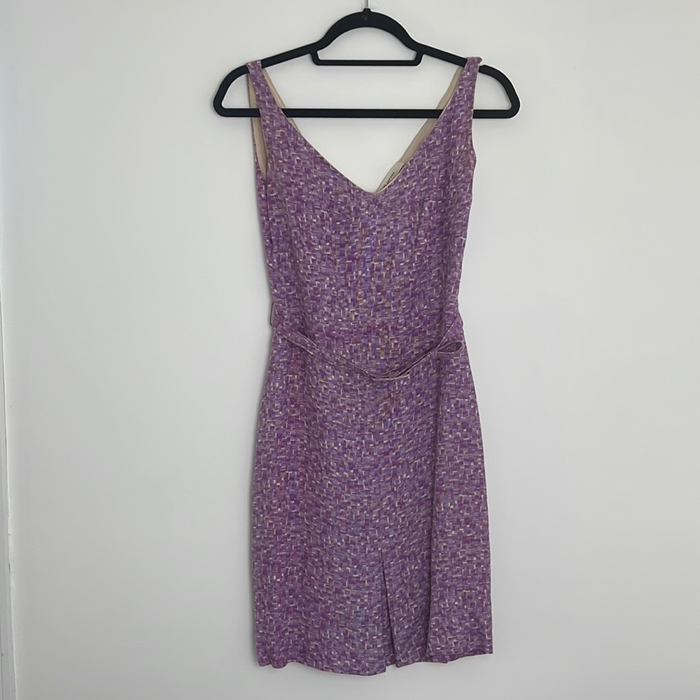 Marc Jacobs mini purple and ivory geometric sheath dress with belt size 6 - Picture 6 of 10